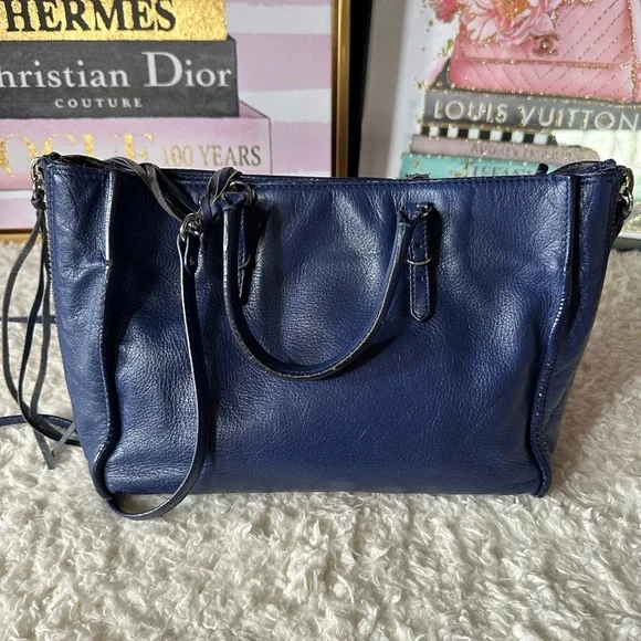 Balenciaga Mini Papier A4 Zip Around Tote Navy with Mirror - Picture 4 of 16